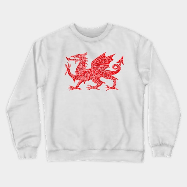 Geometric Welsh Dragon Crewneck Sweatshirt by jonrjones